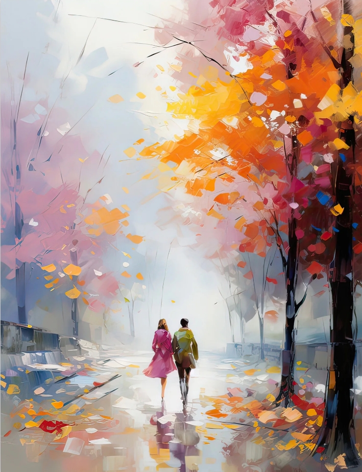  Autumn Romance，Heartwarming Moments That'll Make You Believe in Love Again  - Customized handmade oil paintings