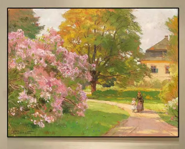 Tranquility in the Courtyard, A Slice of Idyllic Life - Customized handmade oil paintings