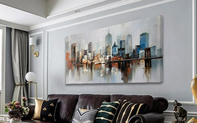 Transform Your Space: Stunning NYC Abstract Cityscape Oil Painting That Interior Designers Can't Stop Talking About